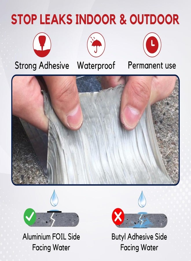 UB Unity Brand Unity Brand Super Strong Adhesive Waterproof Permanent Repair Aluminum Butyl Tape Rubber Foil Suitable for Roof Leak, surface Crack, Window Sill Gap, Boat Sealing, Home (5 CM (5 meter), Pack 1) - Image 3